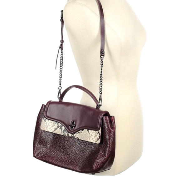 SOLD Rebecca Minkoff Shoulder Bag Snake Print Burgundy - Picture 12 of 12